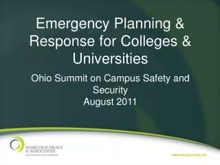 Emergency Planning &amp; Response for Colleges &amp; Universities