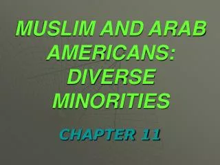 MUSLIM AND ARAB AMERICANS: DIVERSE MINORITIES