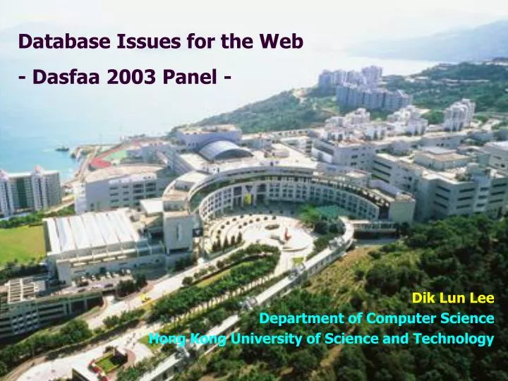 database issues for the web dasfaa 2003 panel