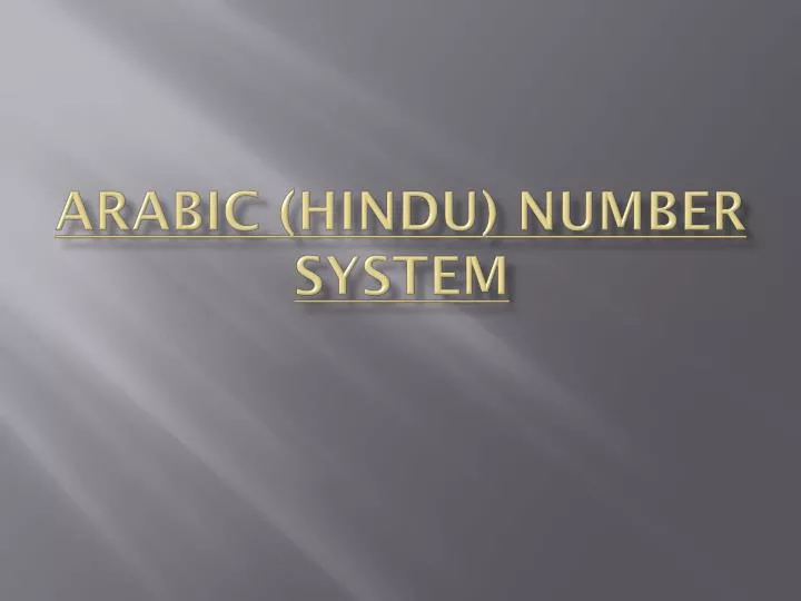 arabic hindu number system