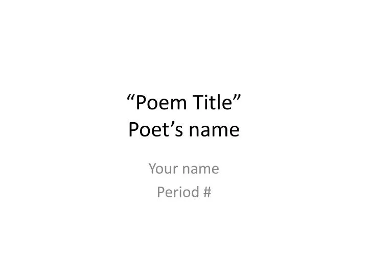 poem title poet s name