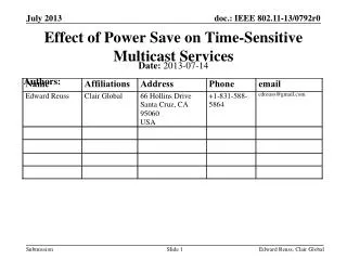 Effect of Power Save on Time-Sensitive Multicast Services