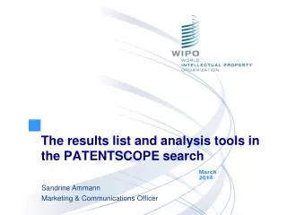 The results list and analysis tools in the PATENTSCOPE search