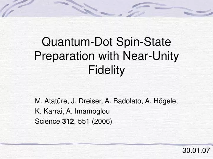 quantum dot spin state preparation with near unity fidelity