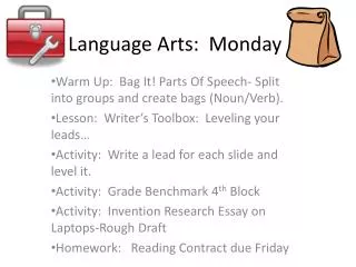 Language Arts: Monday