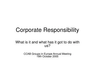 Corporate Responsibility