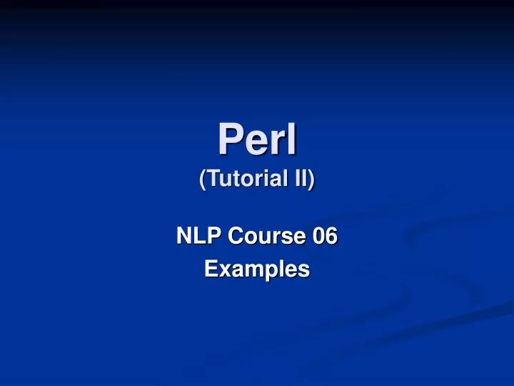 perl tutorial ii