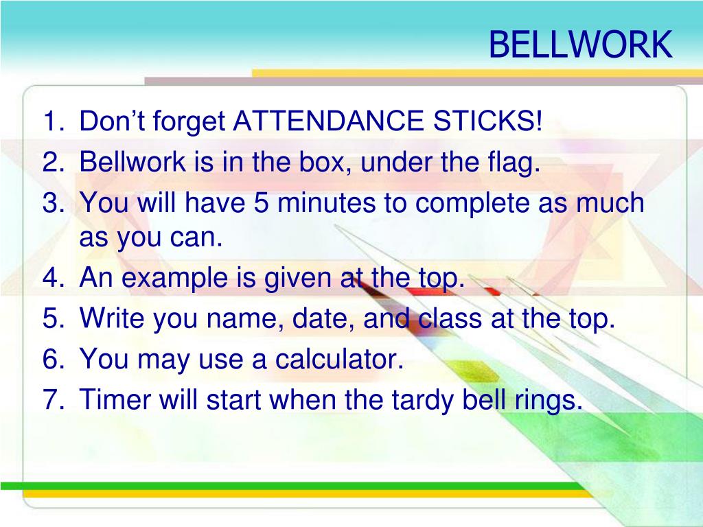 PPT - BELLWORK PowerPoint Presentation, free download - ID:7035461