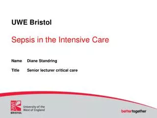 UWE Bristol Sepsis in the Intensive Care