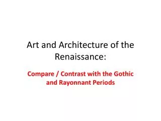 Art and Architecture of the Renaissance: