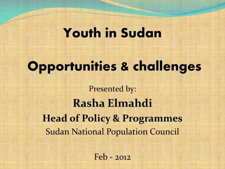 youth in sudan opportunities challenges