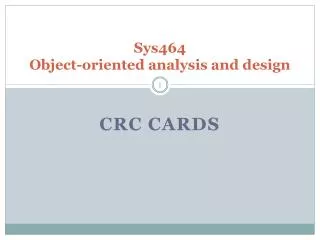 Sys464 Object-oriented analysis and design
