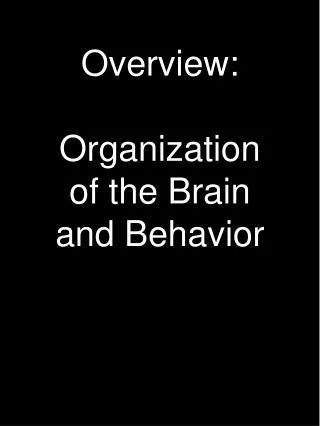 Overview: Organization of the Brain and Behavior