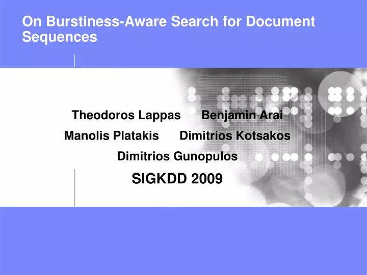 on burstiness aware search for document sequences