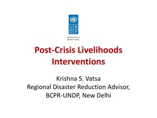 Post-Crisis Livelihoods Interventions
