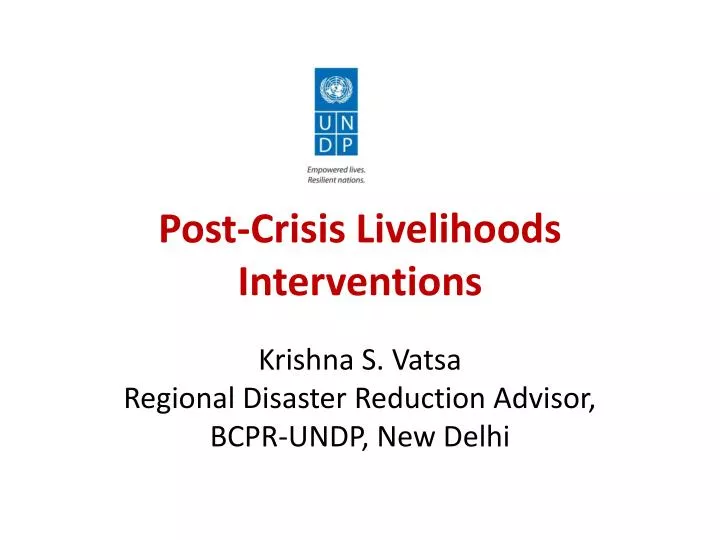 post crisis livelihoods interventions