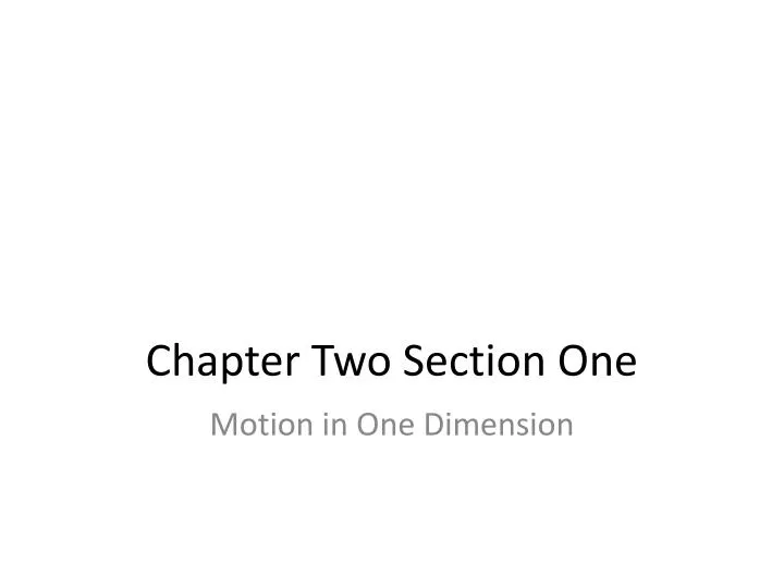 chapter two section one