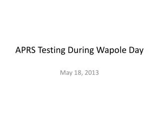 APRS Testing During Wapole Day