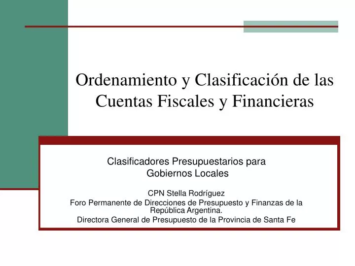 ordenamiento y clasificaci n de las cuentas fiscales y financieras