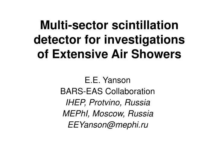 multi sector scintillation detector for investigations of extensive air showers