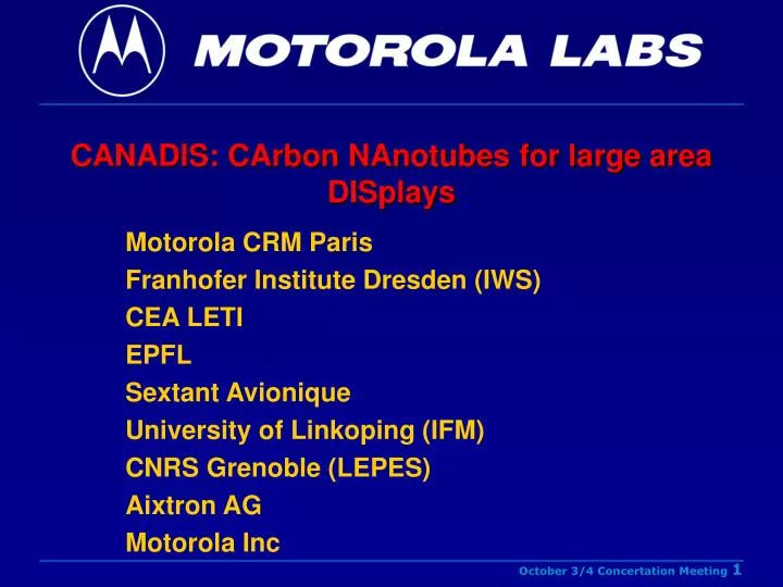 canadis carbon nanotubes for large area displays