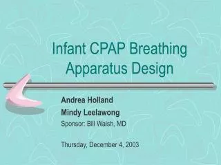 Infant CPAP Breathing Apparatus Design