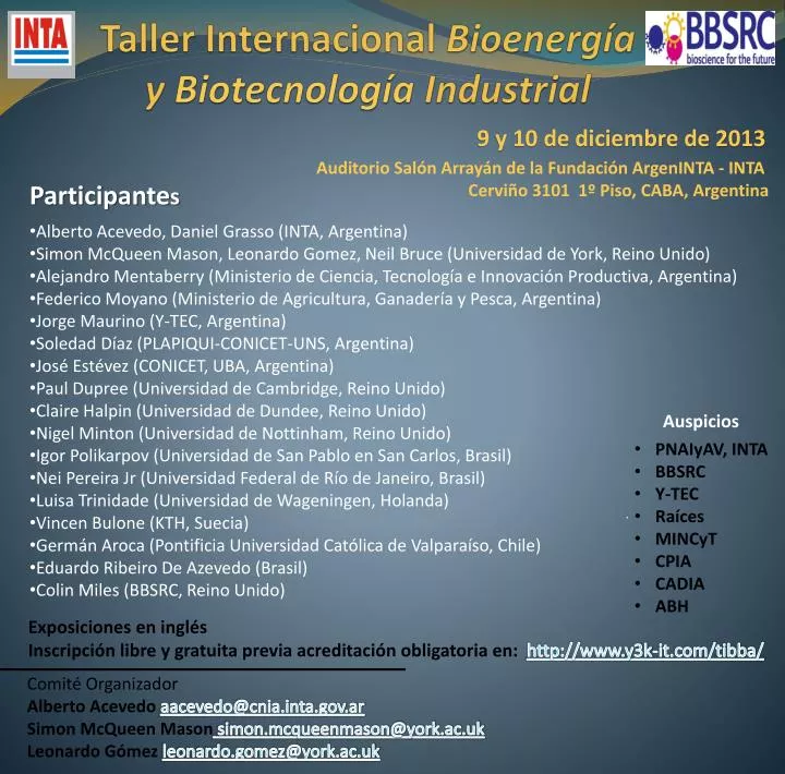 taller internacional bioenerg a y biotecnolog a industrial
