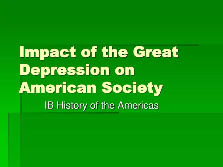 impact of the great depression on american society