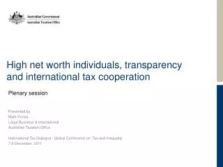 High net worth individuals, transparency and international tax cooperation