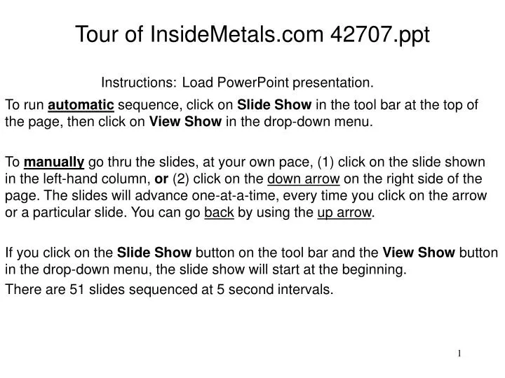 tour of insidemetals com 42707 ppt