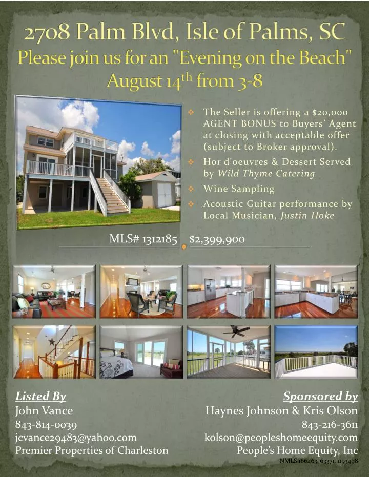 2708 palm blvd isle of palms sc please join us for an evening on the beach august 14 th from 3 8