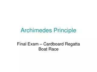 Archimedes Principle