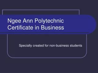 Ngee Ann Polytechnic Certificate in Business