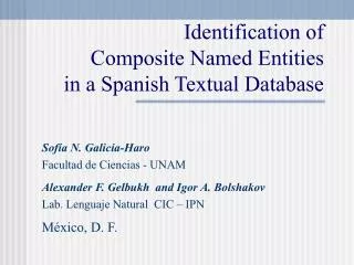 Identification of Composite Named Entities in a Spanish Textual Database