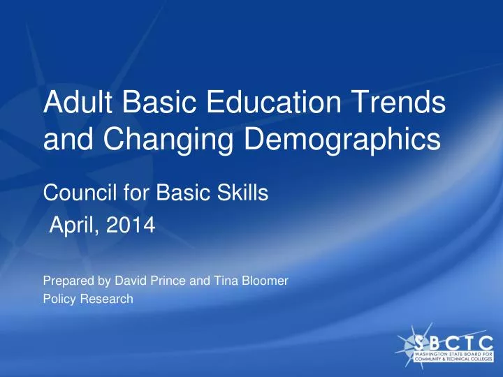 adult basic education trends and changing demographi cs