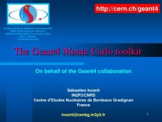 The Geant4 Monte Carlo toolkit