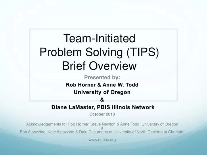 team initiated problem solving tips brief overview