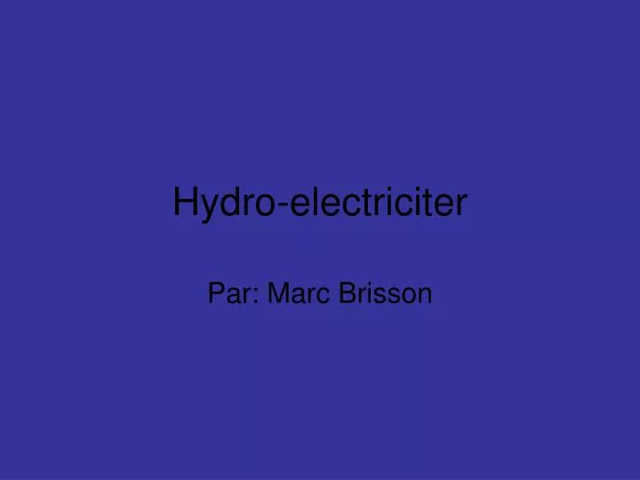 hydro electriciter