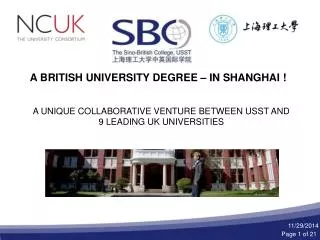 A BRITISH UNIVERSITY DEGREE – IN SHANGHAI !