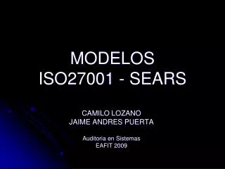 MODELOS ISO27001 - SEARS