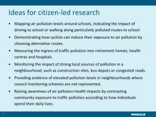 Ideas for citizen-led research