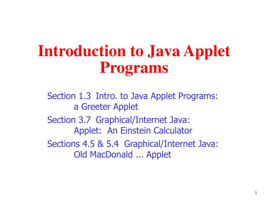 PPT - Introduction to Java Applet Programs PowerPoint Presentation ...