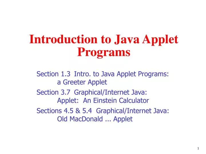introduction to java applet programs
