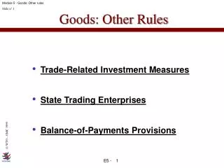 Goods: Other Rules