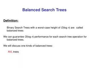 Balanced Search Trees
