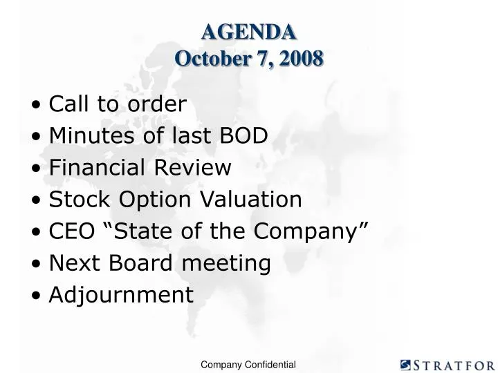 agenda october 7 2008
