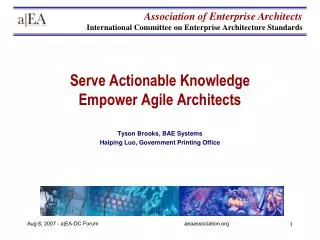 Serve Actionable Knowledge Empower Agile Architects