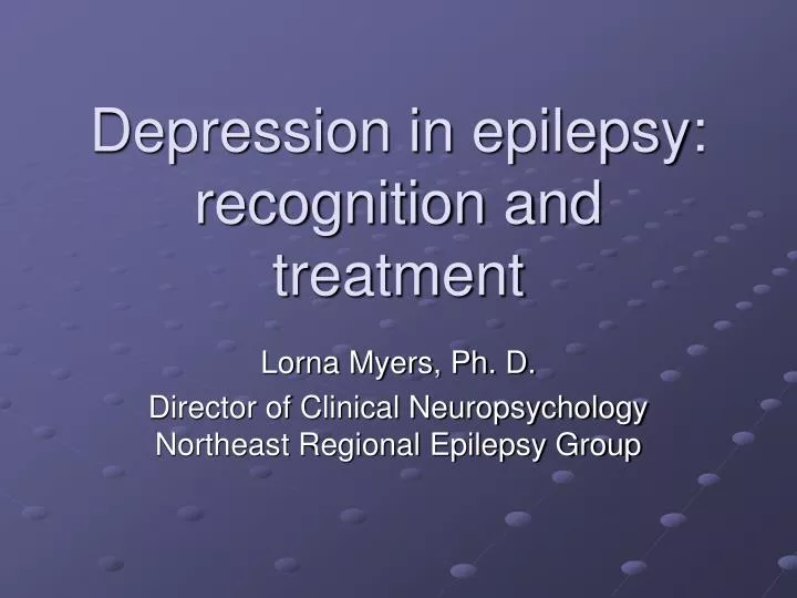 depression in epilepsy recognition and treatment