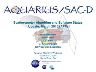 Scatterometer Algorithm and Software Status Update: March 2010 (APF)