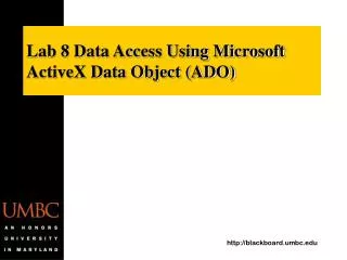 Lab 8 Data Access Using Microsoft ActiveX Data Object (ADO)